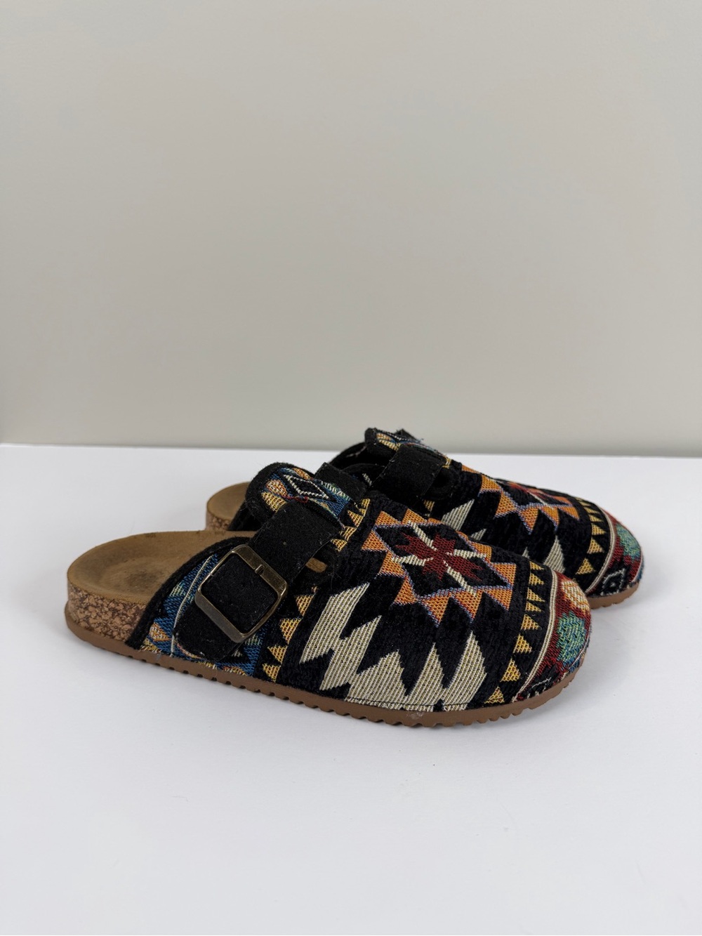 Dirty Laundry Women’s 7 Boho Woven Clogs Cork Footbed Multicolor